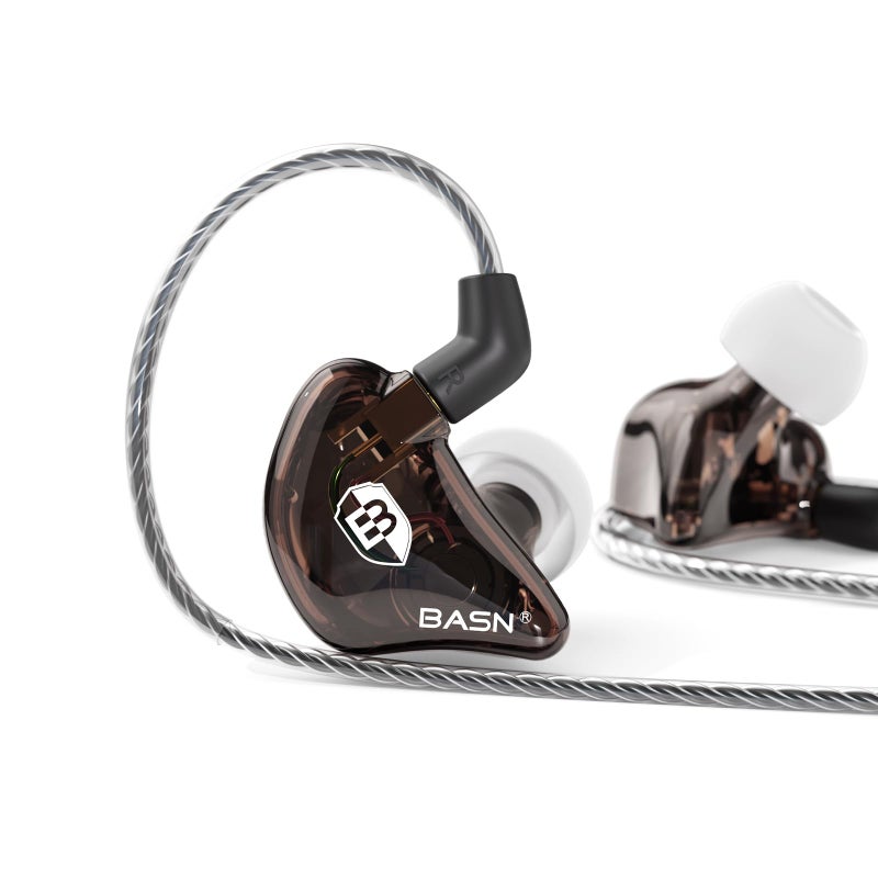 BASN Bsinger PRO in-Ear Monitors Hybrid Dynamic Dual Drivers Two Detachable MMCX Cables Musicians in-Ear Earbuds Headphones (Brown) - Image 1